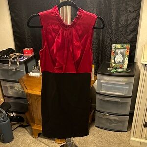 alice + olivia by Stacey Bendet Red and Black jabot Dress W/ bell